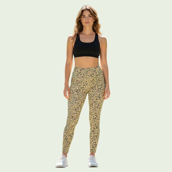 BCBGeneration Pants - BCBGeneration Leggings High Waist Pants Leopard Print Yellow Women's Medium $68